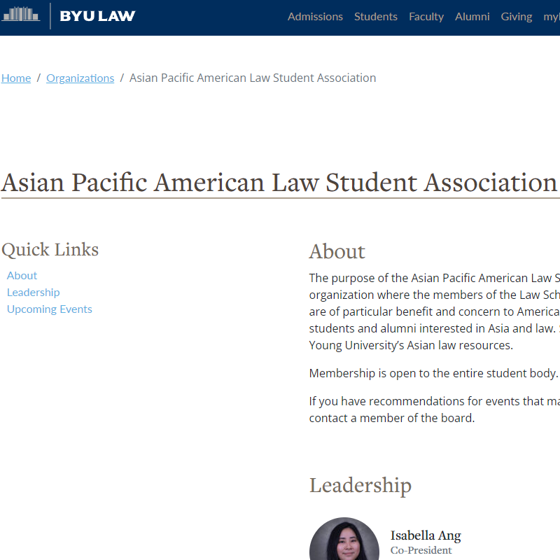 Asian Pacific American Law Student Association at BYU Law