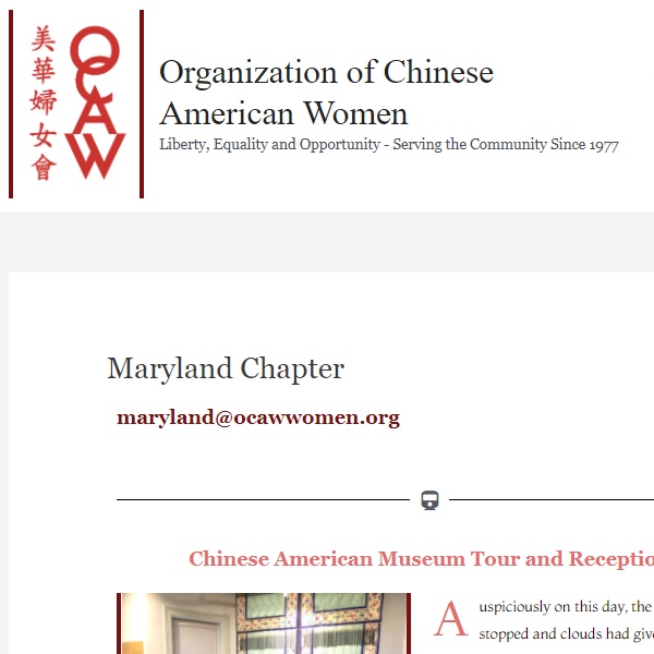 Organization of Chinese American Women Maryland - Chinese organization in  MD